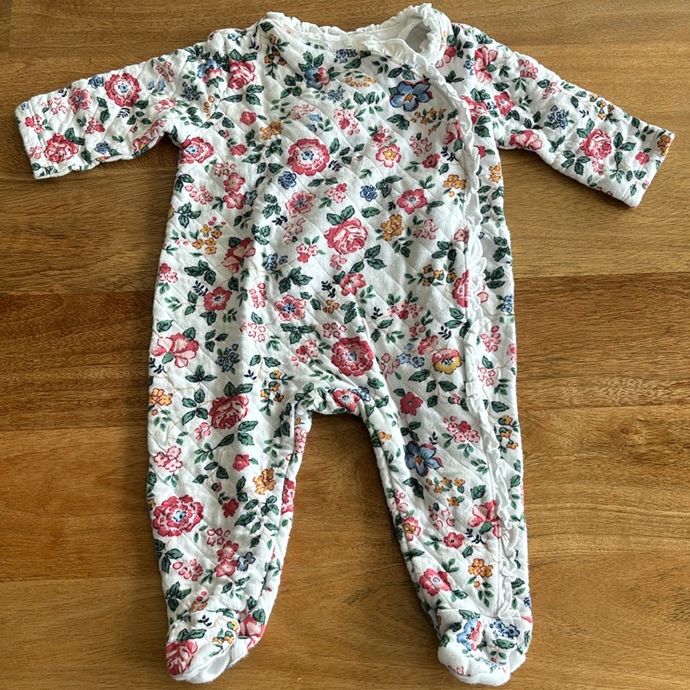 Janie and Jack Floral One Piece - White and Pink